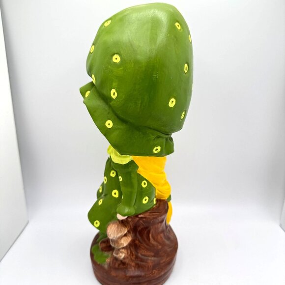 Vtg 1970s Ceramic Girl Bonnet Figurine Hand Painted Polka Dot Dress Flower Bag - Picture 7 of 9